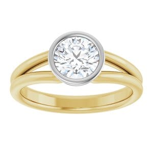 Rings 14K Yellow & White 6.5 mm Round Engagement Ring Mounting
