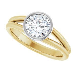 Rings 14K Yellow & White 6.5 mm Round Engagement Ring Mounting