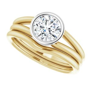 Rings 14K Yellow & White 6.5 mm Round Engagement Ring Mounting