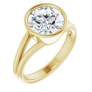 Rings 10K Yellow 9 mm Round Engagement Ring Mounting