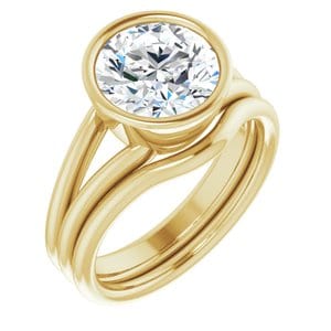 Rings 10K Yellow 9 mm Round Engagement Ring Mounting