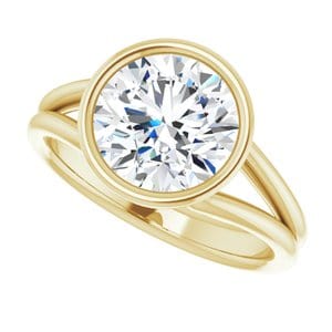 Rings 10K Yellow 9 mm Round Engagement Ring Mounting