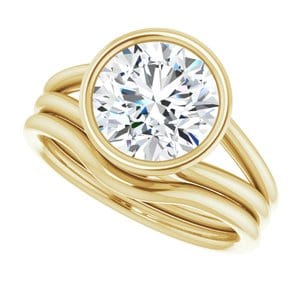 Rings 10K Yellow 9 mm Round Engagement Ring Mounting