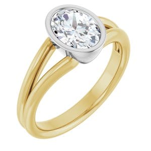 Rings 18K Yellow & White 8x6 mm Oval Engagement Ring Mounting
