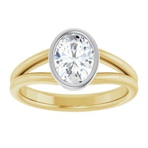 Rings 18K Yellow & White 8x6 mm Oval Engagement Ring Mounting