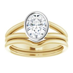 Rings 18K Yellow & White 8x6 mm Oval Engagement Ring Mounting