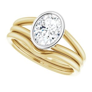 Rings 18K Yellow & White 8x6 mm Oval Engagement Ring Mounting