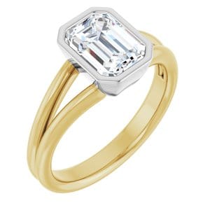 Rings 14K Yellow & White 8x6 mm Emerald Engagement Ring Mounting