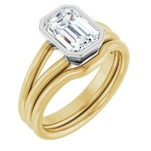 Rings 14K Yellow & White 8x6 mm Emerald Engagement Ring Mounting