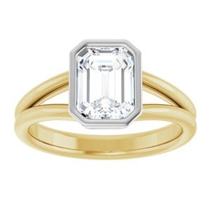 Rings 14K Yellow & White 8x6 mm Emerald Engagement Ring Mounting