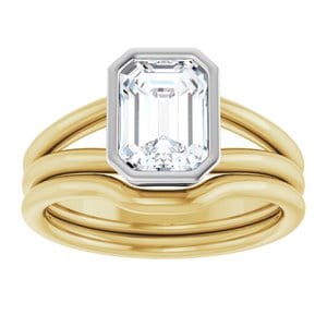 Rings 14K Yellow & White 8x6 mm Emerald Engagement Ring Mounting