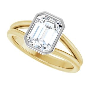 Rings 14K Yellow & White 8x6 mm Emerald Engagement Ring Mounting