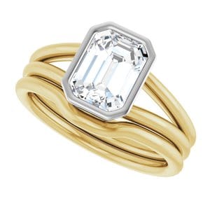Rings 14K Yellow & White 8x6 mm Emerald Engagement Ring Mounting