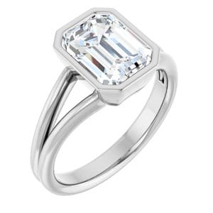 Rings 14K White 9x7 mm Emerald Engagement Ring Mounting