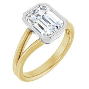 Rings 18K Yellow & White 9x7 mm Emerald Engagement Ring Mounting