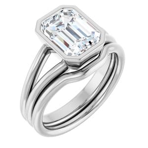Rings 14K White 9x7 mm Emerald Engagement Ring Mounting