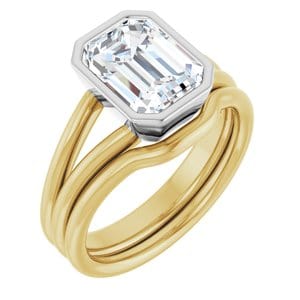 Rings 18K Yellow & White 9x7 mm Emerald Engagement Ring Mounting