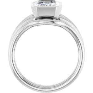 Rings 14K White 9x7 mm Emerald Engagement Ring Mounting