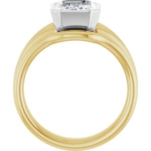 Rings 18K Yellow & White 9x7 mm Emerald Engagement Ring Mounting