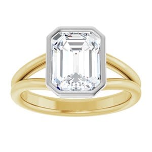 Rings 18K Yellow & White 9x7 mm Emerald Engagement Ring Mounting