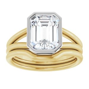 Rings 18K Yellow & White 9x7 mm Emerald Engagement Ring Mounting
