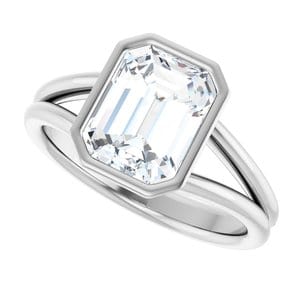 Rings 14K White 9x7 mm Emerald Engagement Ring Mounting