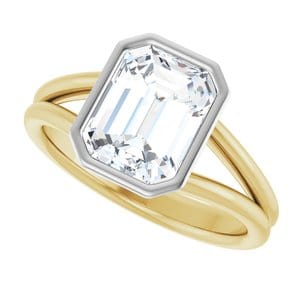 Rings 18K Yellow & White 9x7 mm Emerald Engagement Ring Mounting