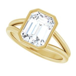 Rings 14K Yellow 9x7 mm Emerald Engagement Ring Mounting
