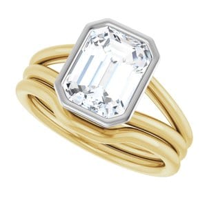 Rings 18K Yellow & White 9x7 mm Emerald Engagement Ring Mounting