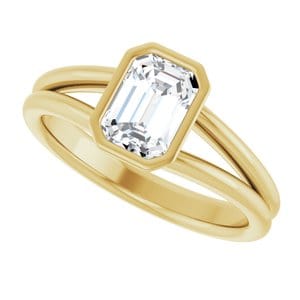 Rings 14K Yellow 7x5 mm Emerald Engagement Ring Mounting