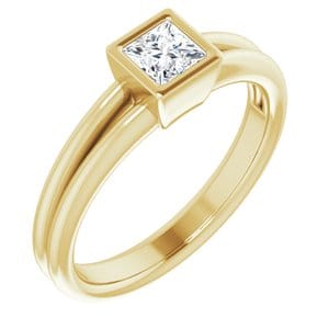 Rings 10K Yellow 4 mm Square Engagement Ring Mounting