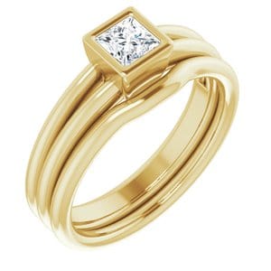 Rings 10K Yellow 4 mm Square Engagement Ring Mounting