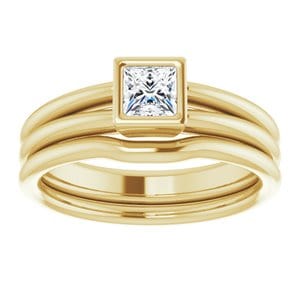 Rings 10K Yellow 4 mm Square Engagement Ring Mounting