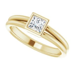 Rings 10K Yellow 4 mm Square Engagement Ring Mounting