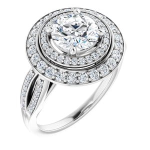 Rings 14K White 7 mm Round Engagement Ring Mounting