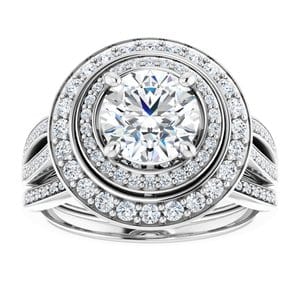 Rings 14K White 7 mm Round Engagement Ring Mounting