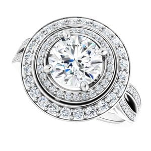 Rings 14K White 7 mm Round Engagement Ring Mounting