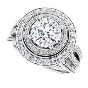 Rings 14K White 7 mm Round Engagement Ring Mounting
