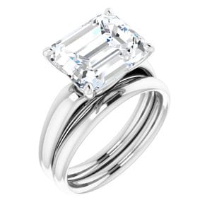Rings 14K White 11x9 mm Emerald Engagement Ring Mounting
