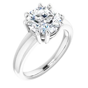 Rings 14K White  9 mm Round Engagement Ring Mounting