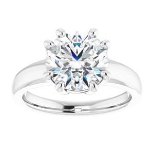 Rings 14K White  9 mm Round Engagement Ring Mounting