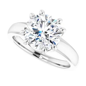 Rings 14K White  9 mm Round Engagement Ring Mounting