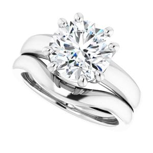 Rings 14K White  9 mm Round Engagement Ring Mounting