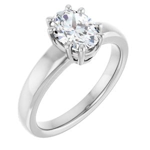 Rings 14K White  8x6 mm Oval Engagement Ring Mounting