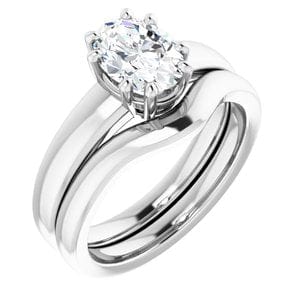 Rings 14K White  8x6 mm Oval Engagement Ring Mounting