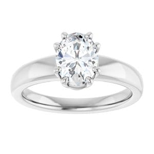 Rings 14K White  8x6 mm Oval Engagement Ring Mounting