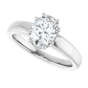 Rings 14K White  8x6 mm Oval Engagement Ring Mounting