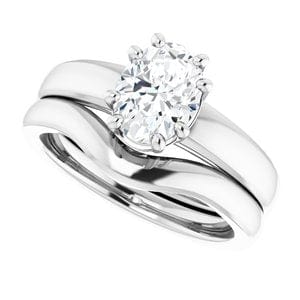 Rings 14K White  8x6 mm Oval Engagement Ring Mounting