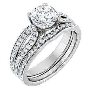 Rings 14K White 6.5 mm Round Engagement Ring Mounting