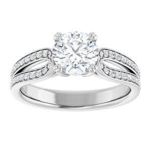 Rings 14K White 6.5 mm Round Engagement Ring Mounting